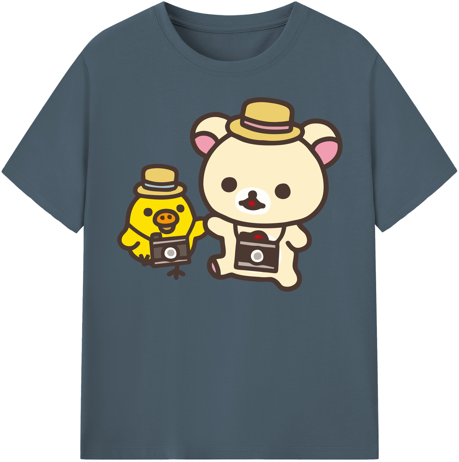 （画像用） リラックマ リラックマ キイロイトリ Rilakkuma Korilakkuma Kiiroitori 綿100％半袖Tシャツ（フロントプリント）